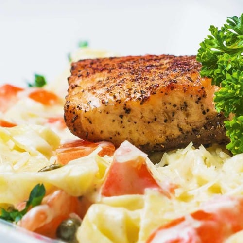 Salmon Fettuccine.